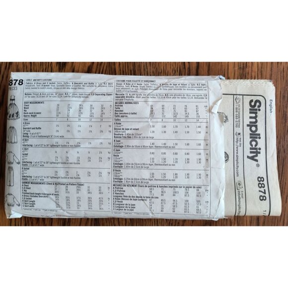 Simplicity 8878 sizes 7-24 Girls And Boys 50s Style Costume Dress Jacket Design - Picture 2 of 3